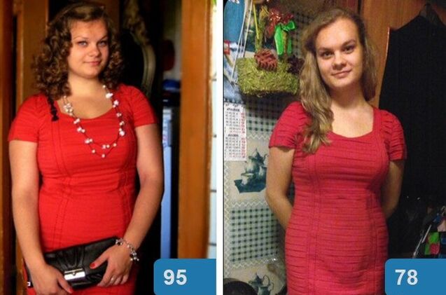 Chica antes y después de perder peso en 4 semanas con la dieta Maggi